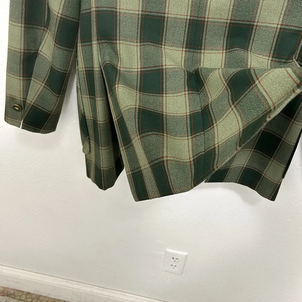 VTG John Keith Blazer Jacket Sport Coat Green Plaid Retro 70s Old Money Sz 42 R